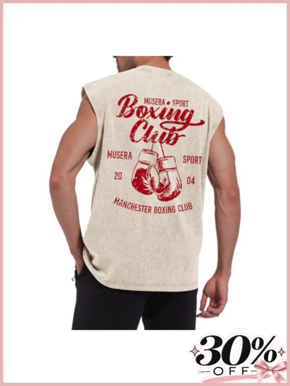 Men Boxing Club Graphic Tank Top Vintage Acid Wash Cotton Sleeveless Gym Tee